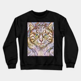 A Cat and An Owl Mosaic Mash-Up Crewneck Sweatshirt